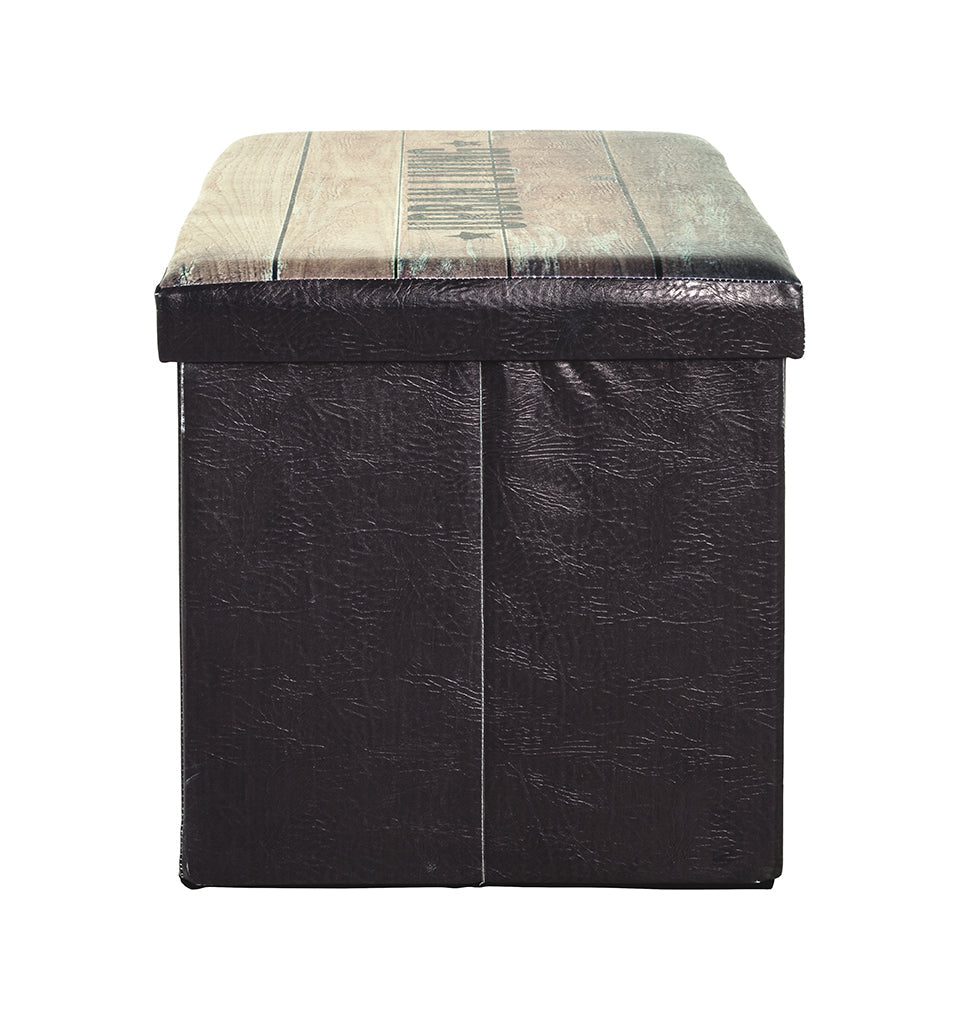 HAKU Möbel Sitzbox aus Textil Motiv Schriftzug in Schwarz