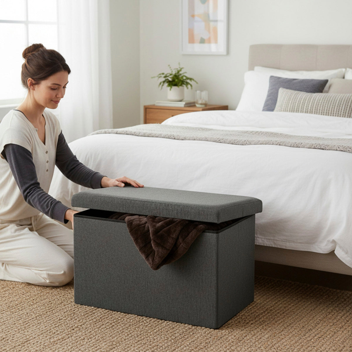 HAKU Möbel Sitzbox aus Textil klappbar in Anthrazit