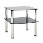 HAKU Möbel Beistelltisch aus Edelstahl mit Glas in Silber 45 x 45 x 44 cm
