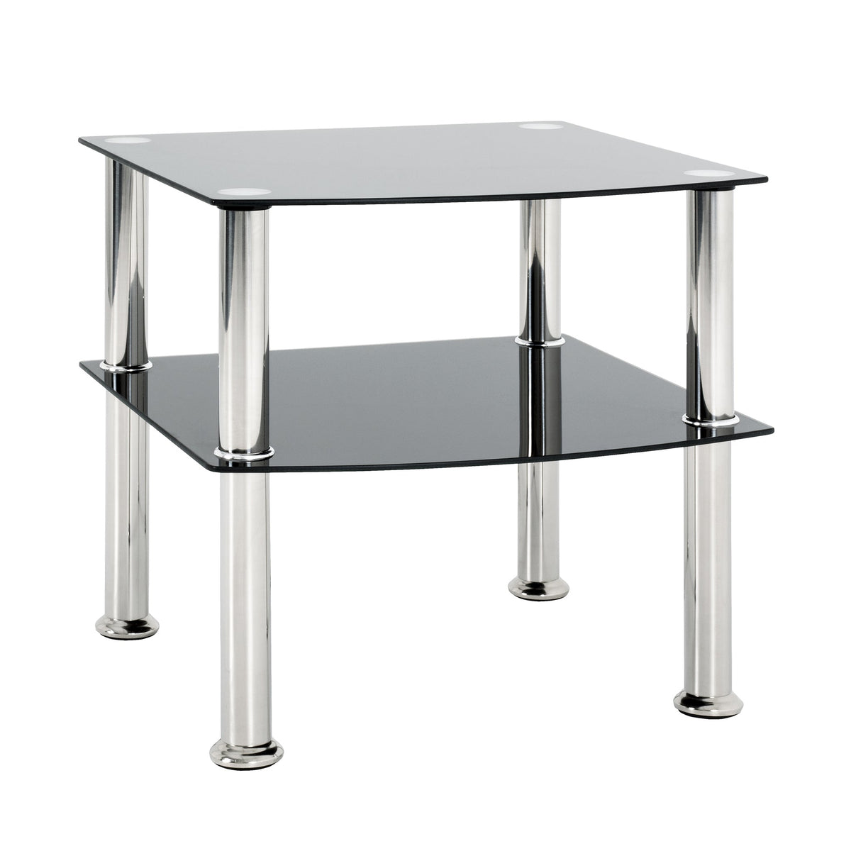 HAKU Möbel Beistelltisch aus Edelstahl mit Glas in Silber 45 x 45 x 44 cm
