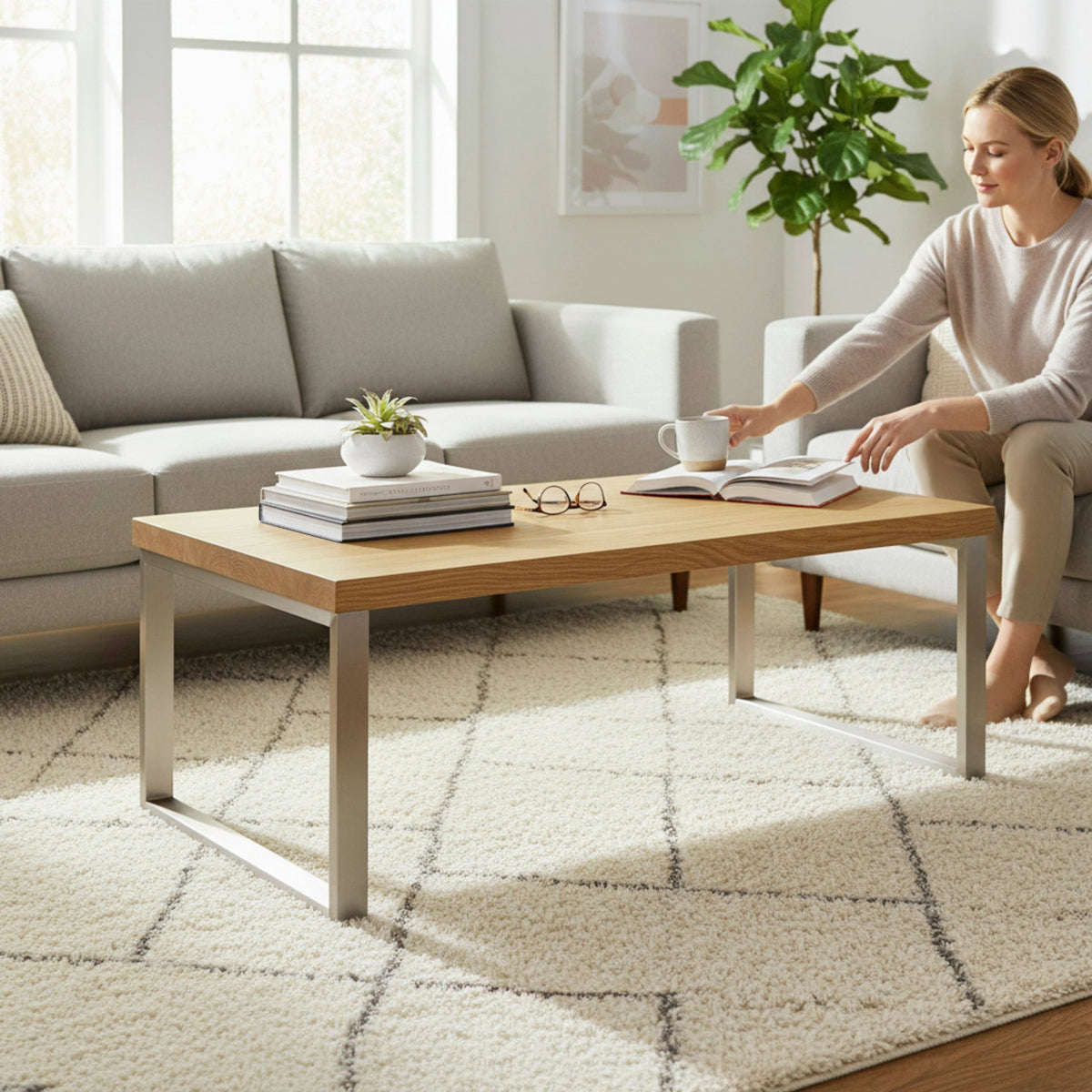 HAKU Möbel Couchtisch aus MDF auf Kufen in Braun