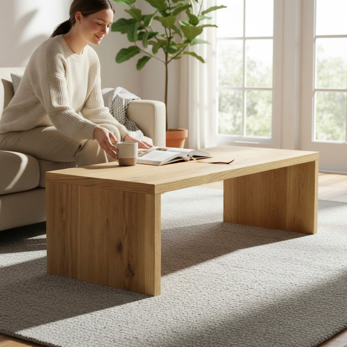 HAKU Möbel Couchtisch aus Holzwerkstoff Wangengestell in Braun