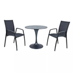 Gartenmöbel Set Sitmobilia Tinto Preto: Schwarzer Bistrotisch mit 2 Stapelstühlen