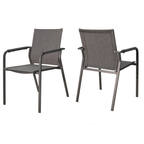 Sitmobilia Stuhl Denia Black - Moderner Gartenstuhl mit Armlehnen und Textilbespannung in Grau