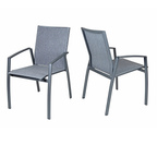 Sitmobilia Limbo Gartenstuhl - moderner Stapelstuhl aus Aluminium mit grauem Textilene-Bezug