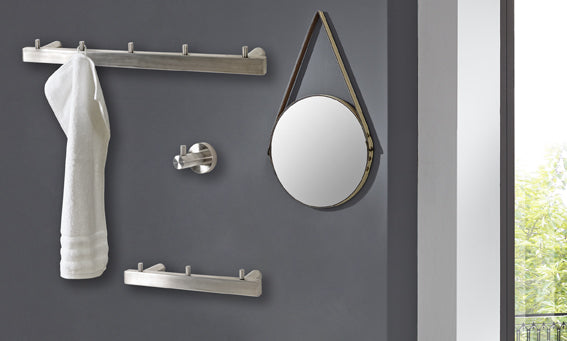 HAKU Möbel Garderobenleiste aus Metall gebürstet in Silber B 26-46 cm H 4 cm, 26 x 6 cm, H 4 cm