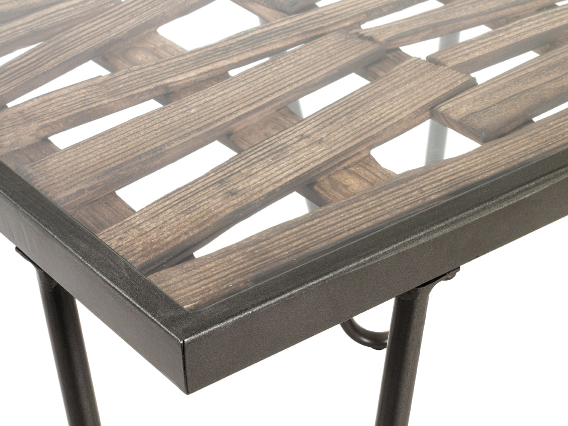 HAKU Möbel Beistelltisch aus Metall mit Glas in Anthrazit 50 x 50 x 50 cm
