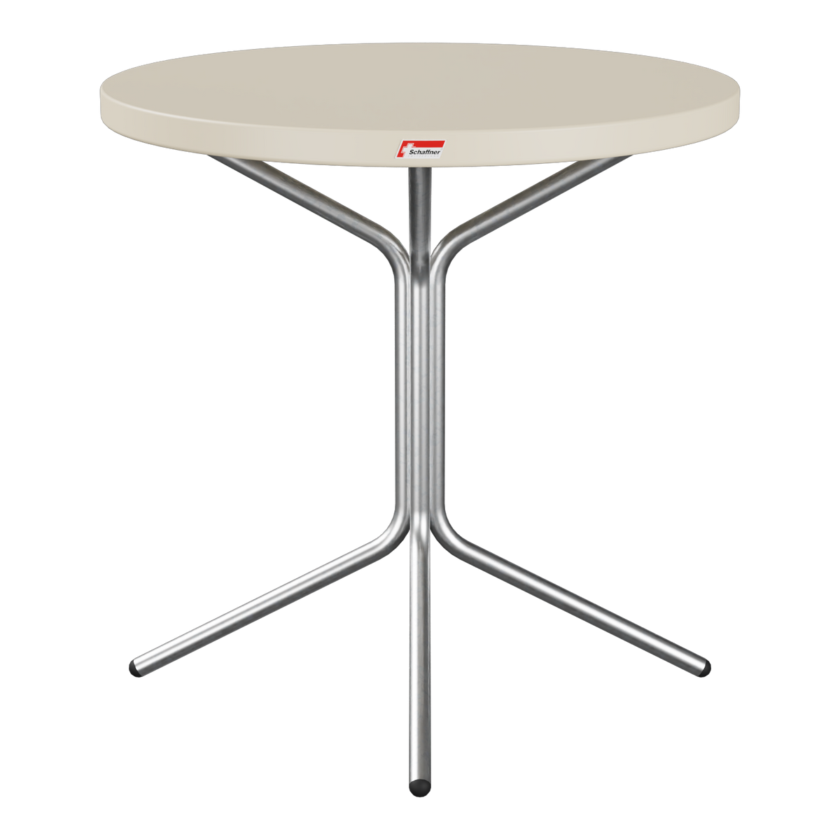 Stehtisch mit cremefarbener Tischplatte und Metallfuß - modernes Design für Innen- und Außenbereich