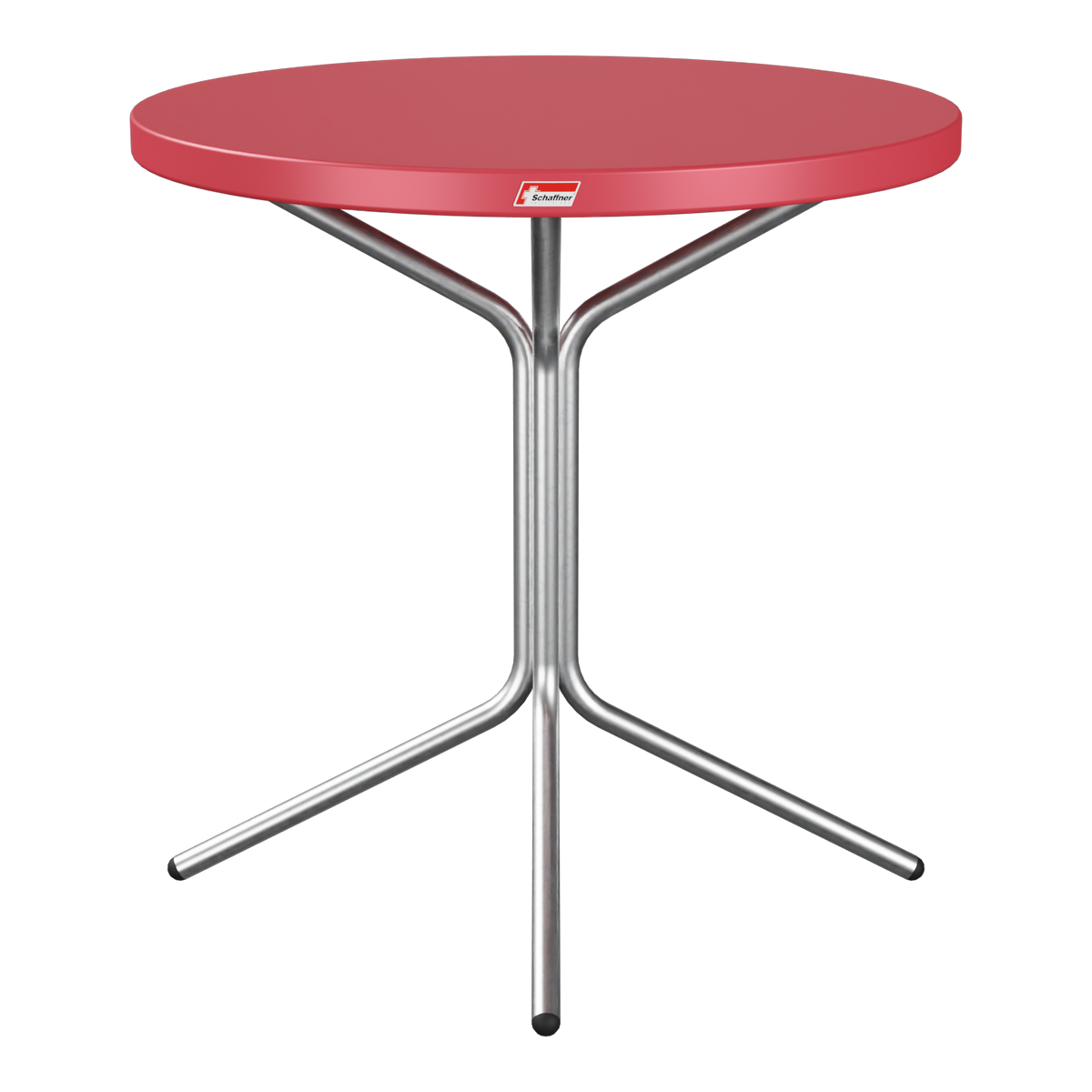 Roter runder Klapptisch mit Metallgestell, moderner Bistrotisch für Balkon und Garten