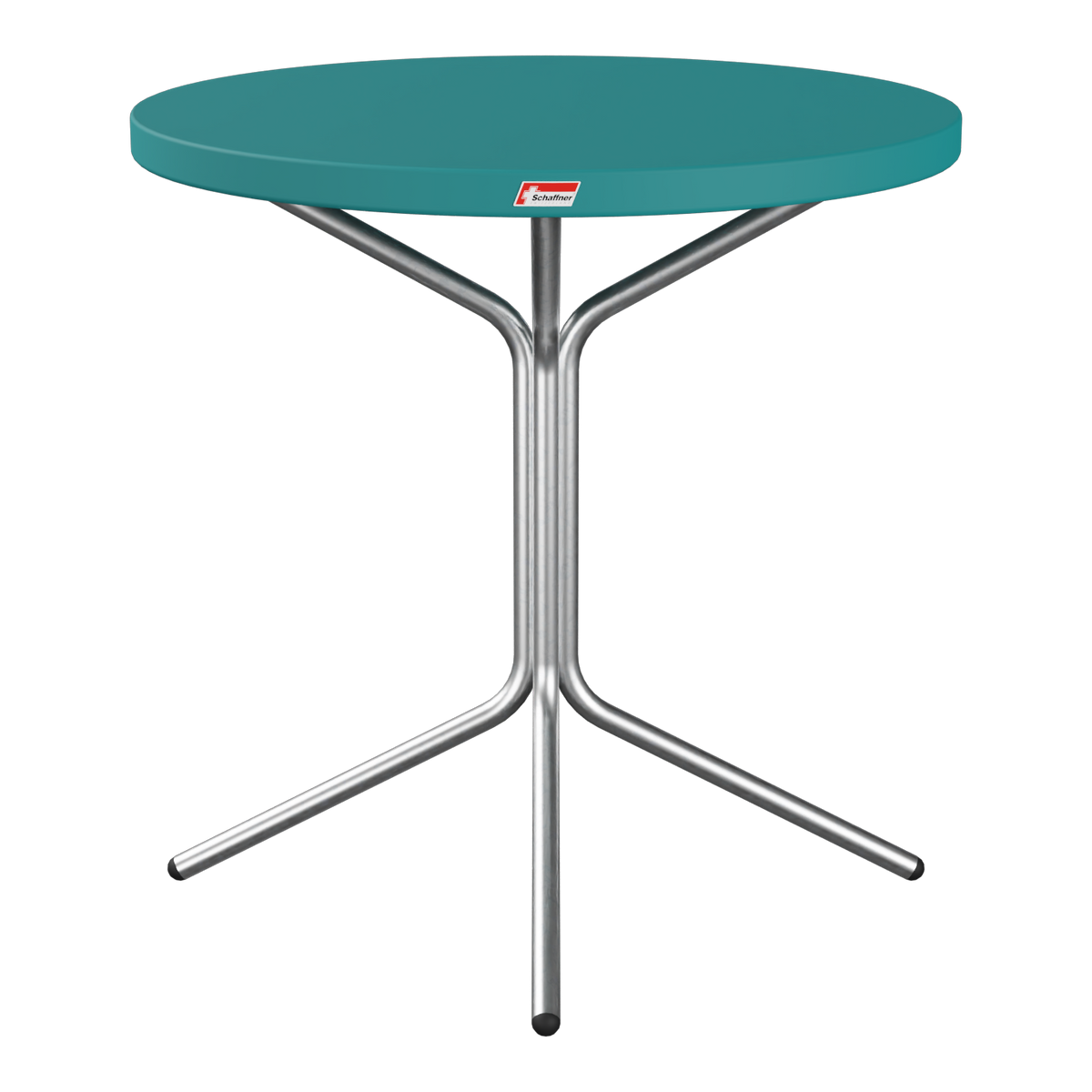 Stehtisch rund mit Petrol Tischplatte und Metallgestell, modernes Design für Balkon und Garten