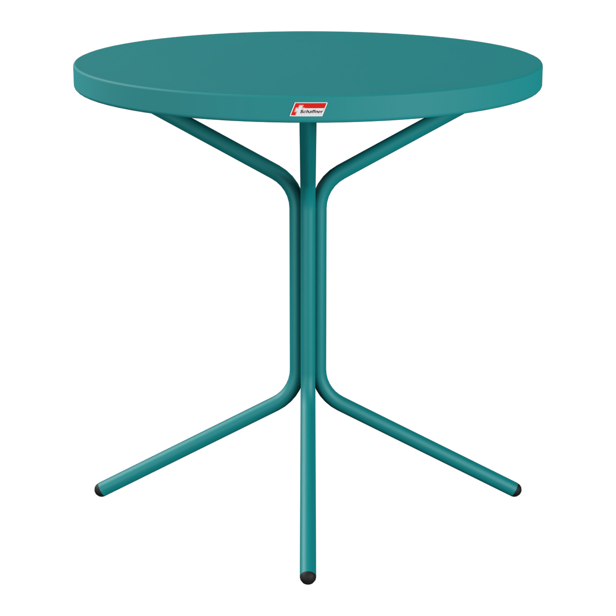 Runder Bistrotisch mit Stahlgestell in Petrol, klappbar, moderner Gartentisch