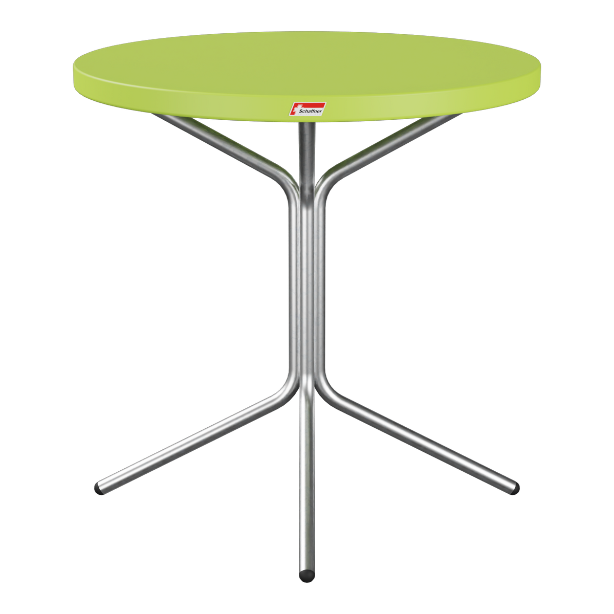 Grüner runder Bistrotisch mit Metallfuß - moderner Gartentisch für Balkon und Terrasse