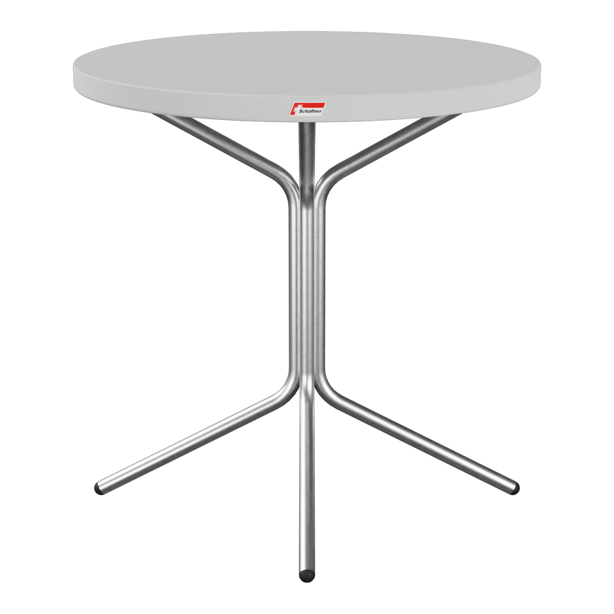Bistrotisch rund, Stahlgestell, grau, Schweizer Design, Gartenmöbel, modern
