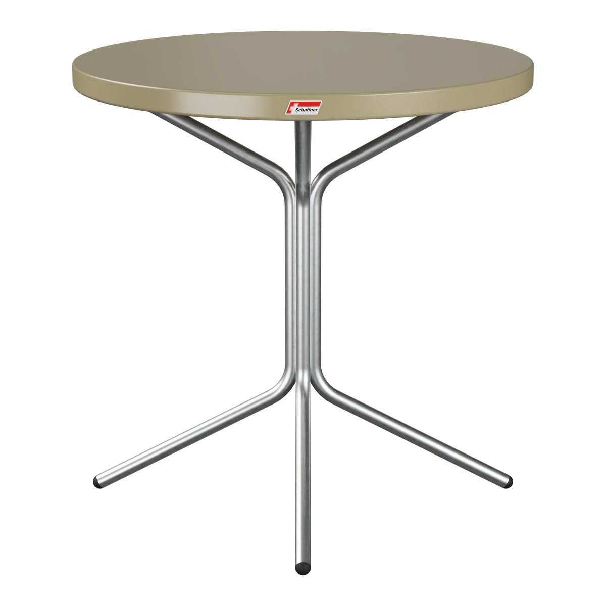 Bistrotisch rund mit Metallgestell, beige Tischplatte, klappbar, Gartenmöbel