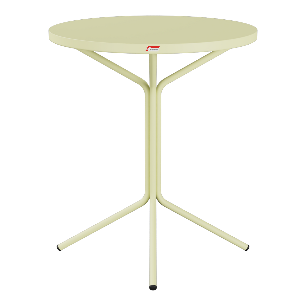 Runder Bistrotisch mit Metallgestell in Creme-Weiß, modernes Design, platzsparend für Balkon und Terrasse