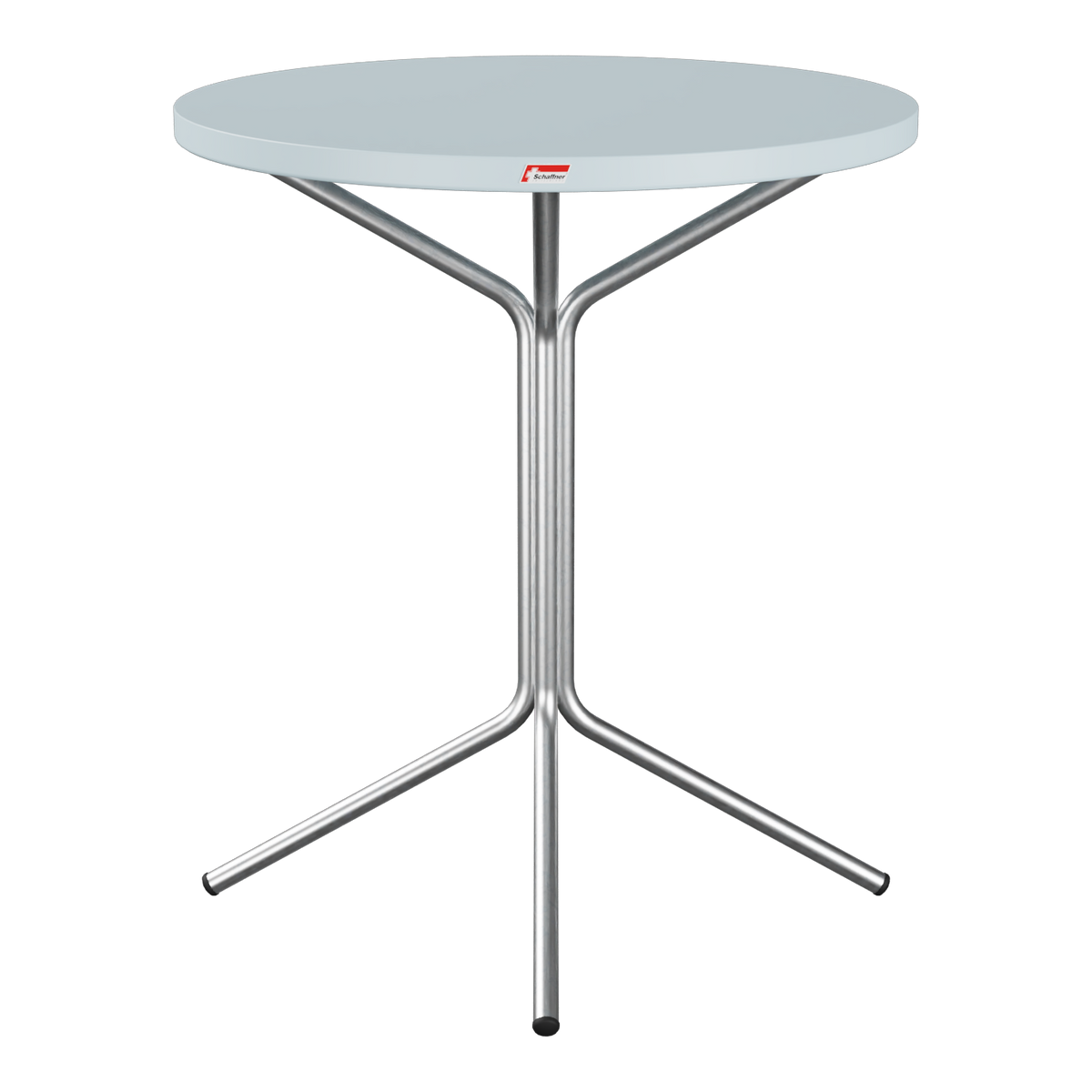 Bistrotisch rund, moderner Stehtisch mit Metallgestell und grauer Glasplatte, Designermöbel