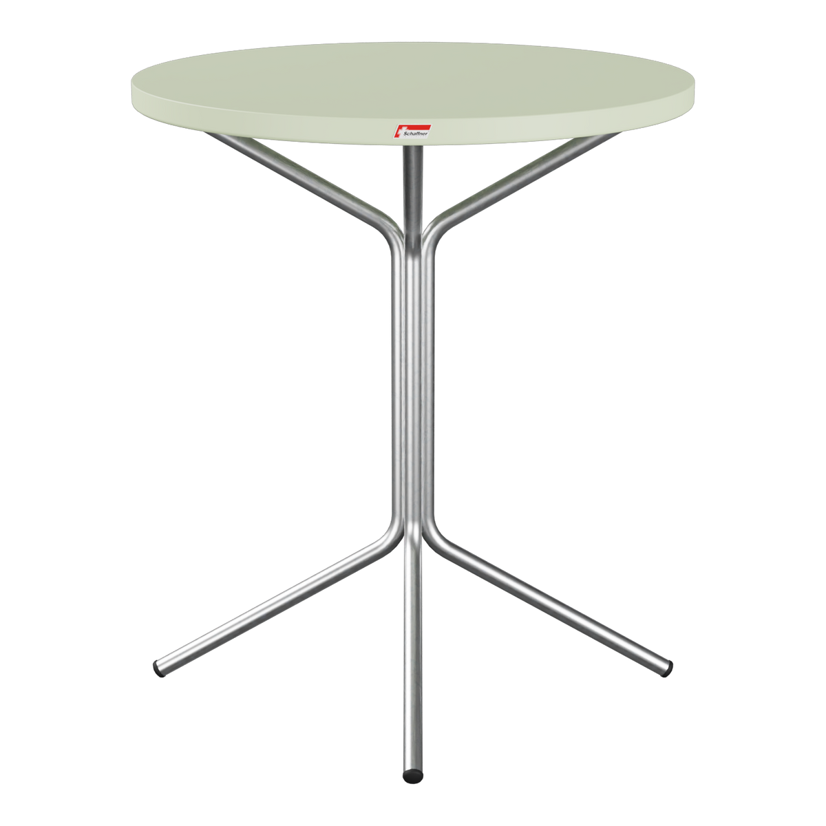 Runder Bistrotisch mit Metallgestell und grüner Tischplatte - modernes Design für Innen- und Außenbereich