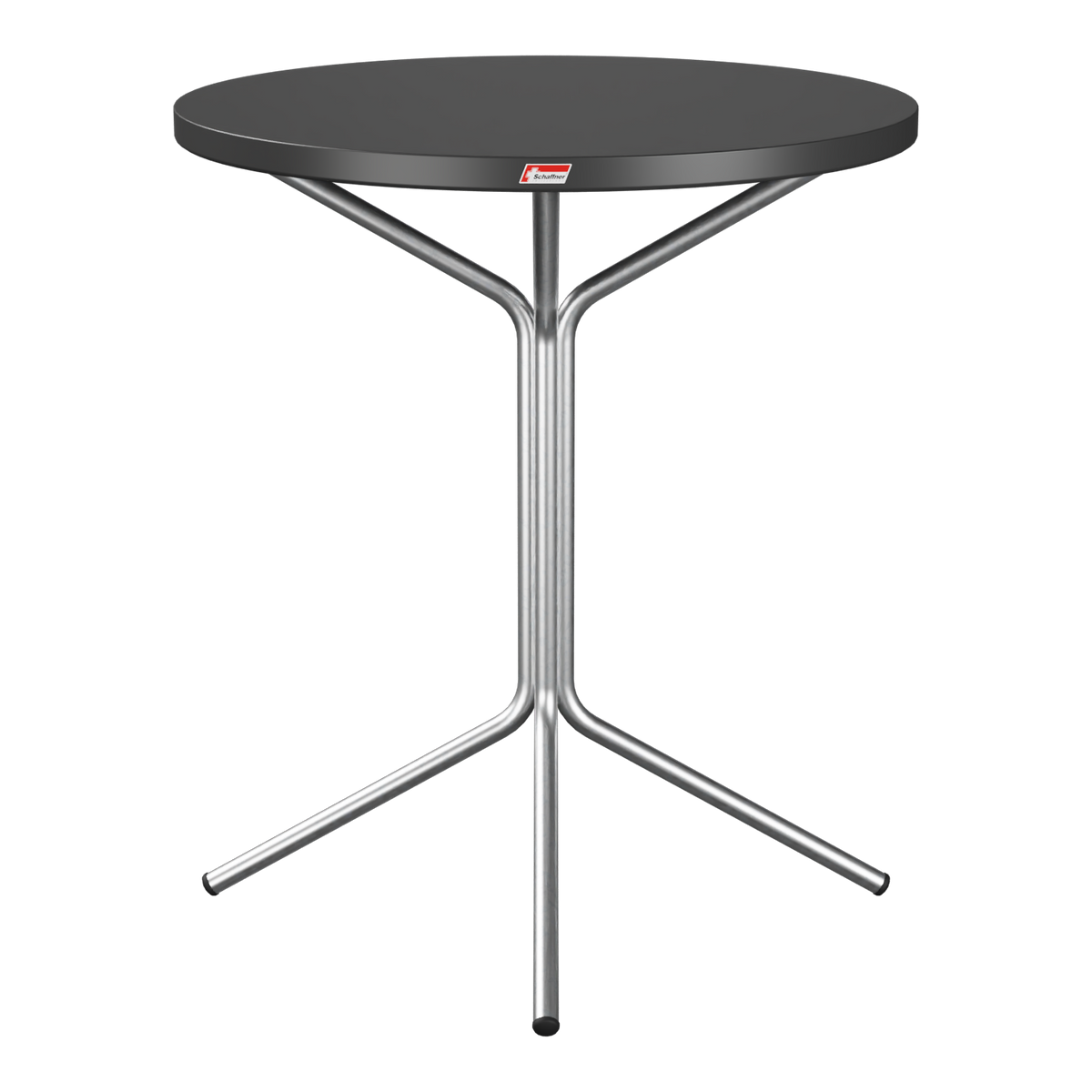 Bistrotisch rund schwarz mit Metallgestell, moderner Stehtisch für Balkon und Terrasse