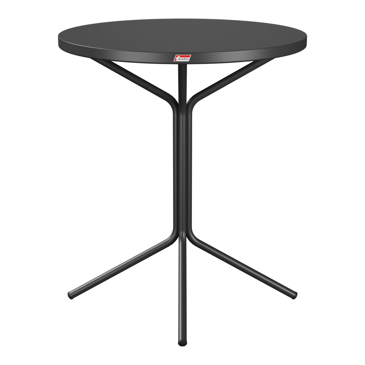 Bistrotisch rund schwarz, moderner Stehtisch mit Dreibein-Gestell aus Metall, kompakt und platzsparend