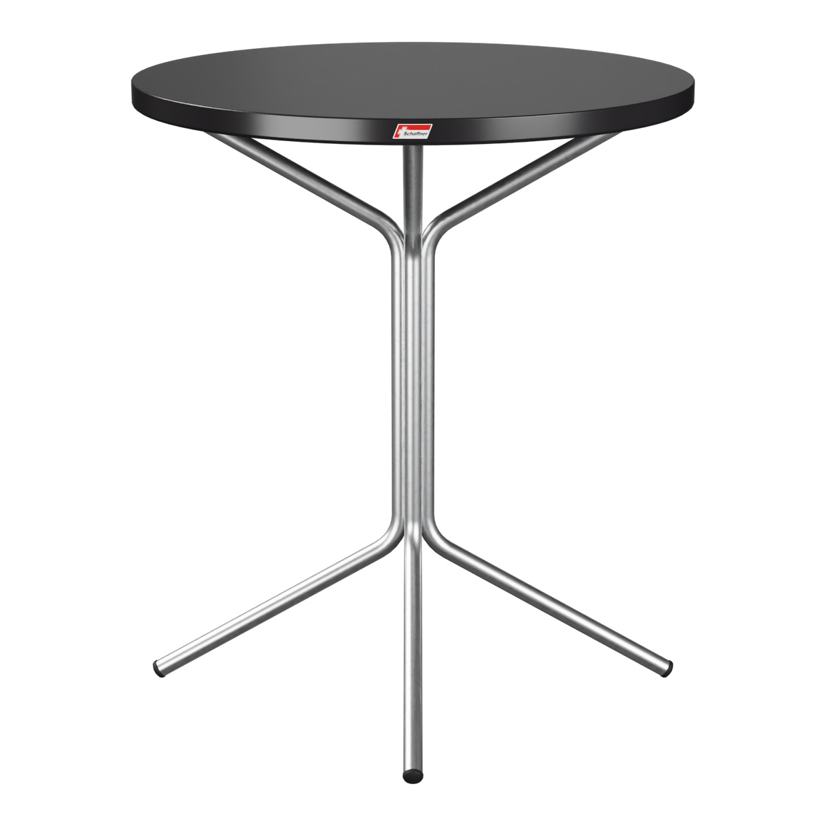 Stehtisch rund schwarz - moderner Bistrotisch mit Dreibein Gestell aus Metall