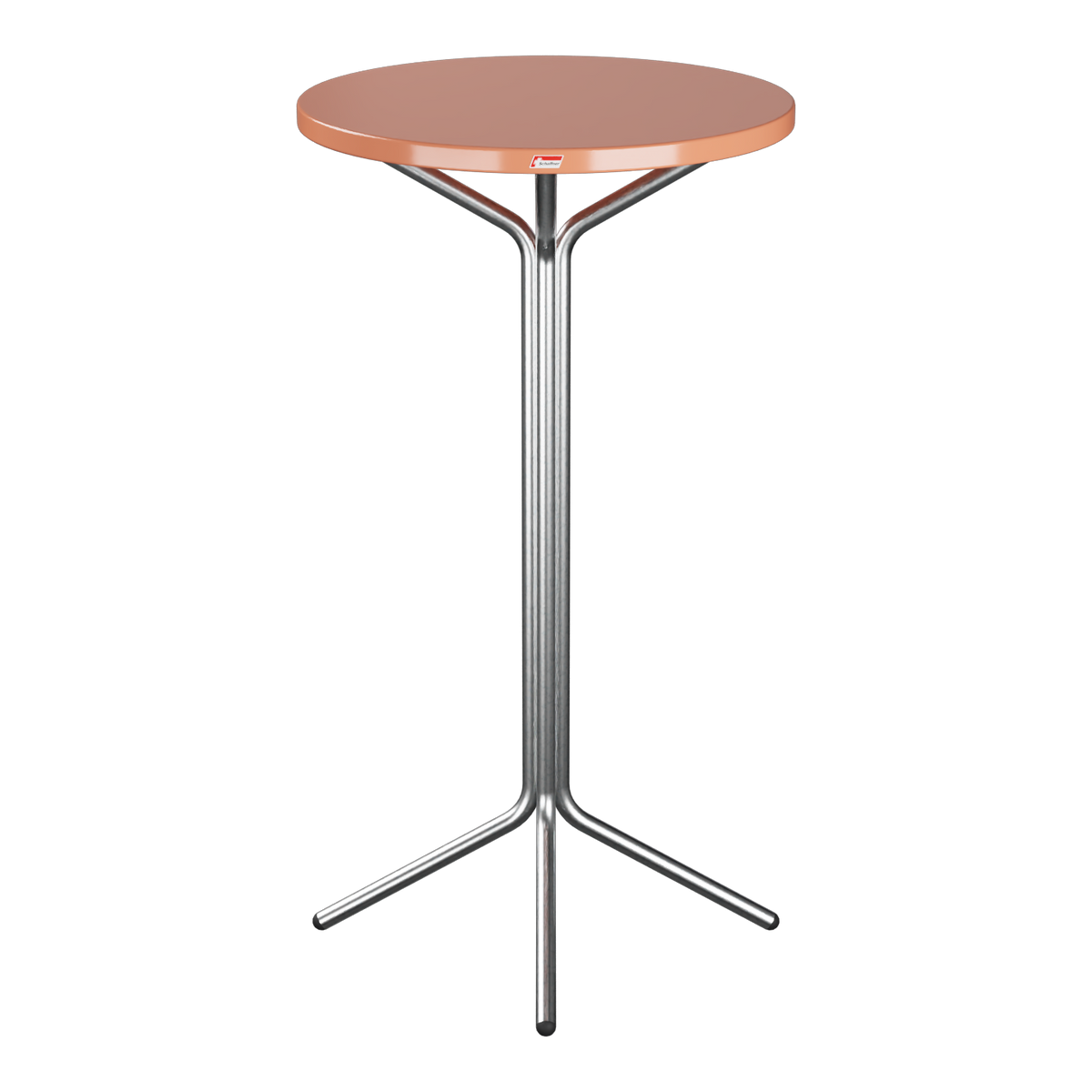 Stehtisch mit kupferfarbener Tischplatte und Metallfuß - moderner Bistrotisch für Innen- und Außenbereich