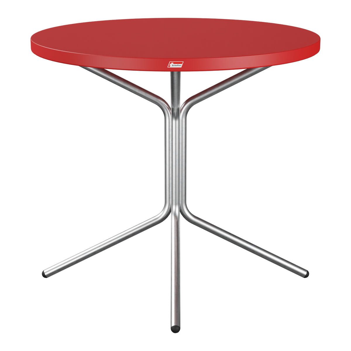Roter runder Bistrotisch mit Metallgestell - moderner Gartentisch für Balkon und Terrasse