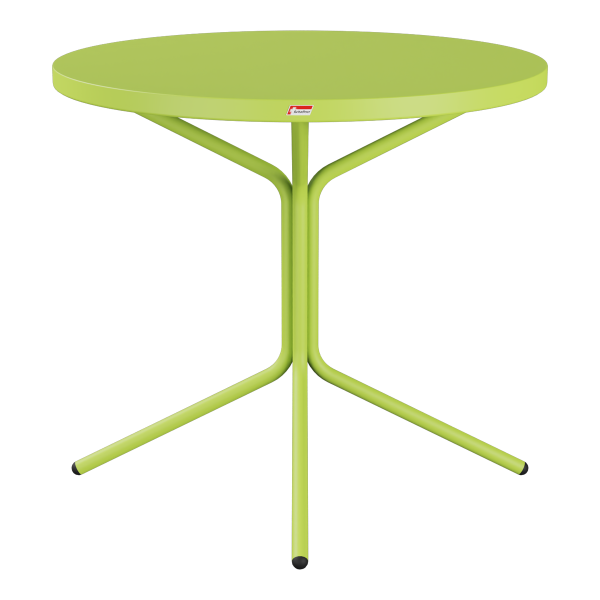 Grüner runder Bistro-Tisch mit drei Beinen, modernes Design, Gartenmöbel