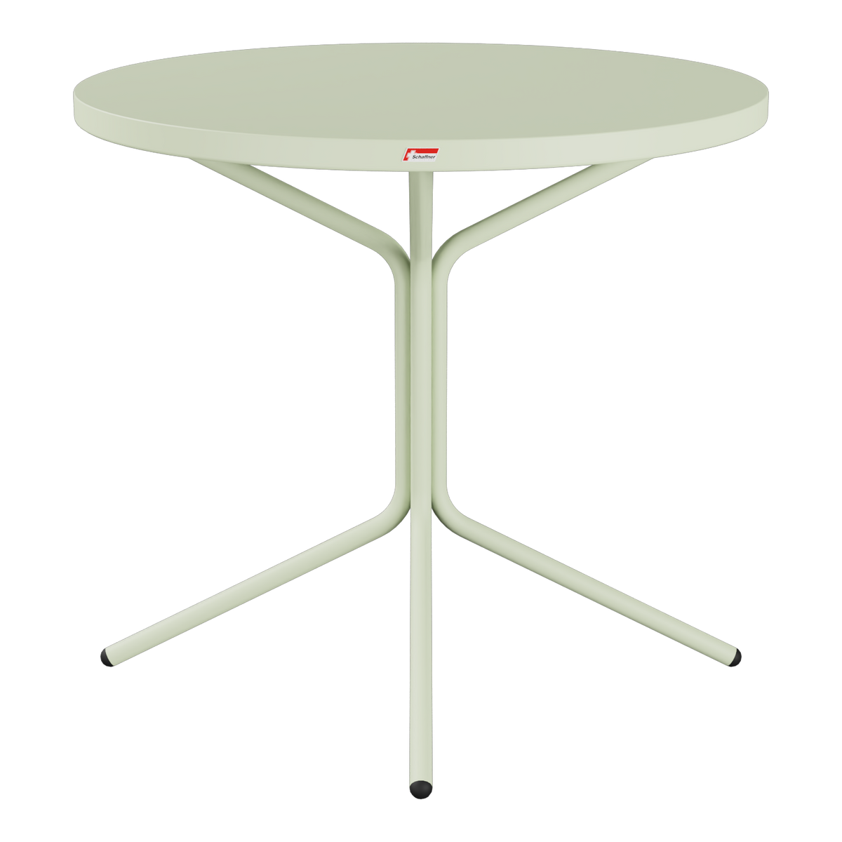 Grüner runder Bistrotisch mit Metallgestell, modernes Design, stapelbar, ideale Gartenmöbel.