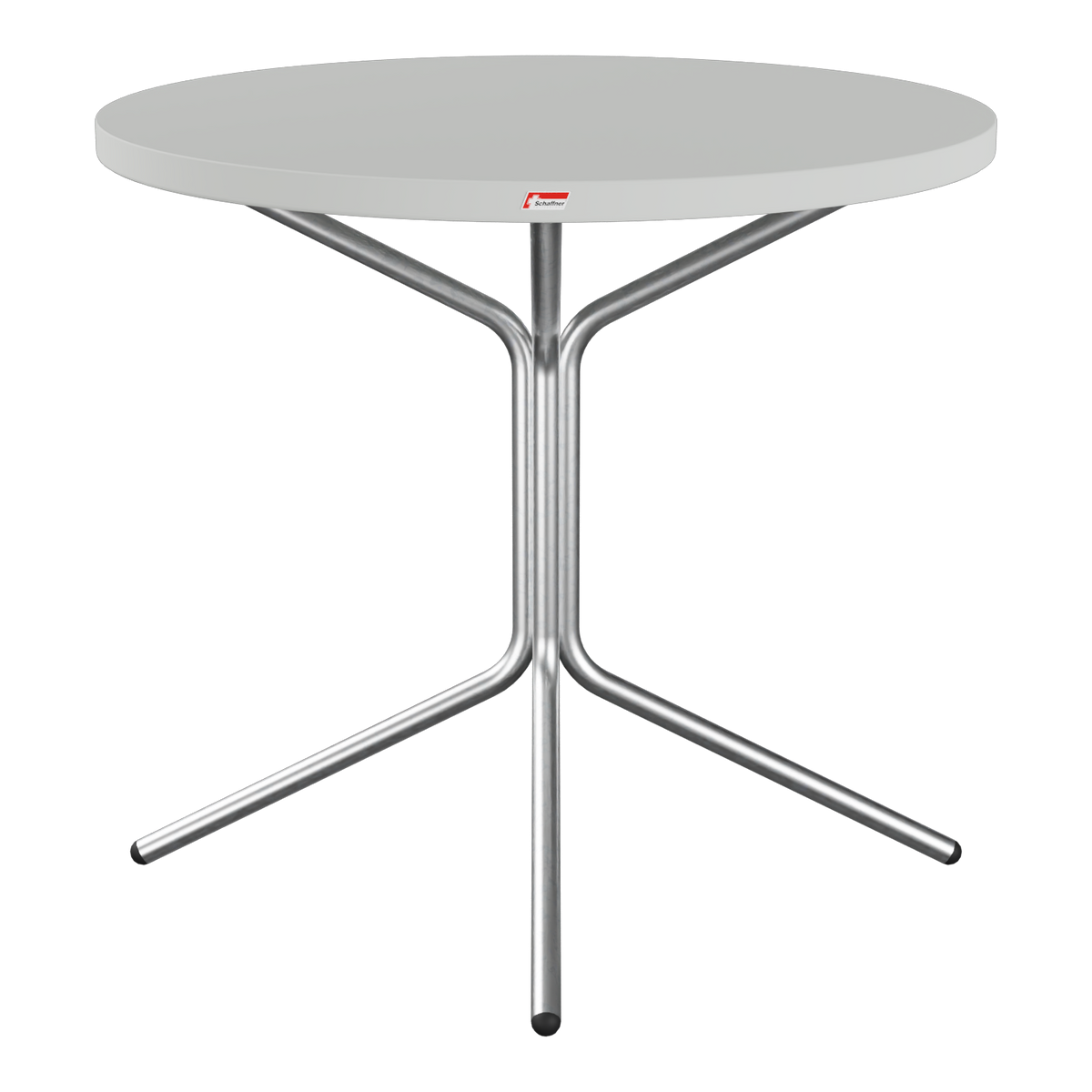 Runder Stehtisch mit grauer Tischplatte und Metallfuß, modernes Design, Bistrotisch