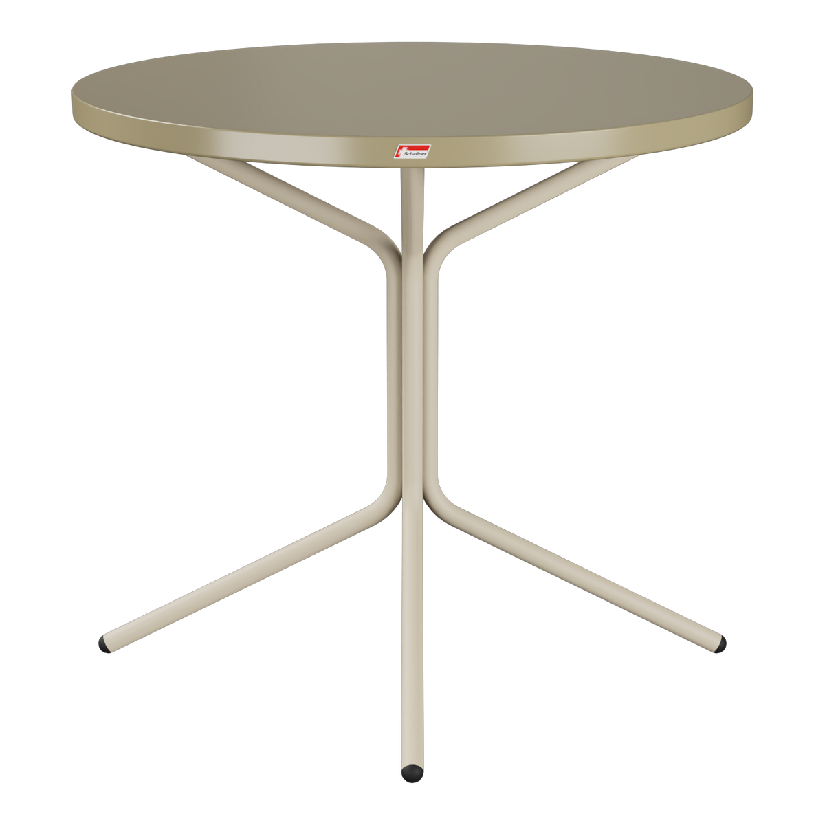 Runder Bistrotisch Ø60cm beige mit Metallgestell, moderner Gartentisch für Balkon und Terrasse