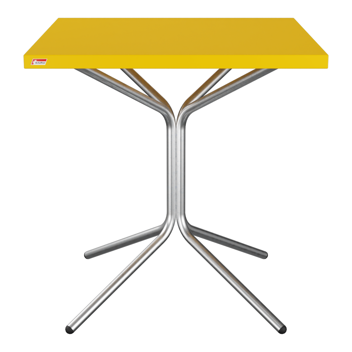 Gelber Klapptisch mit Metallgestell - platzsparender Bistrotisch für Balkon und Garten