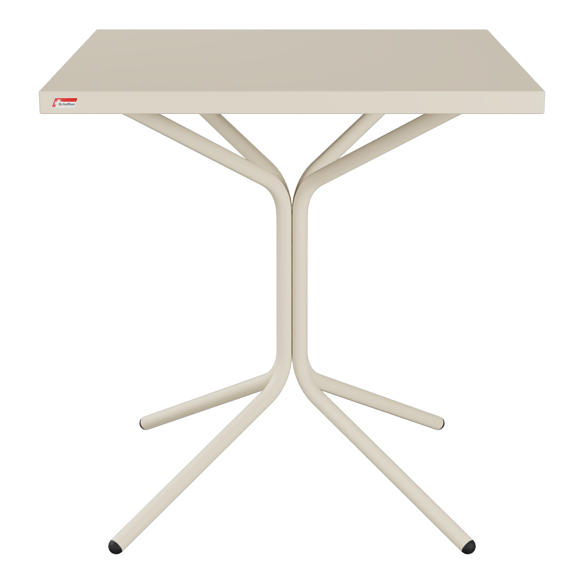 Kompakter Klapptisch mit Metallgestell in Beige - moderner Bistrotisch für Balkon und Garten