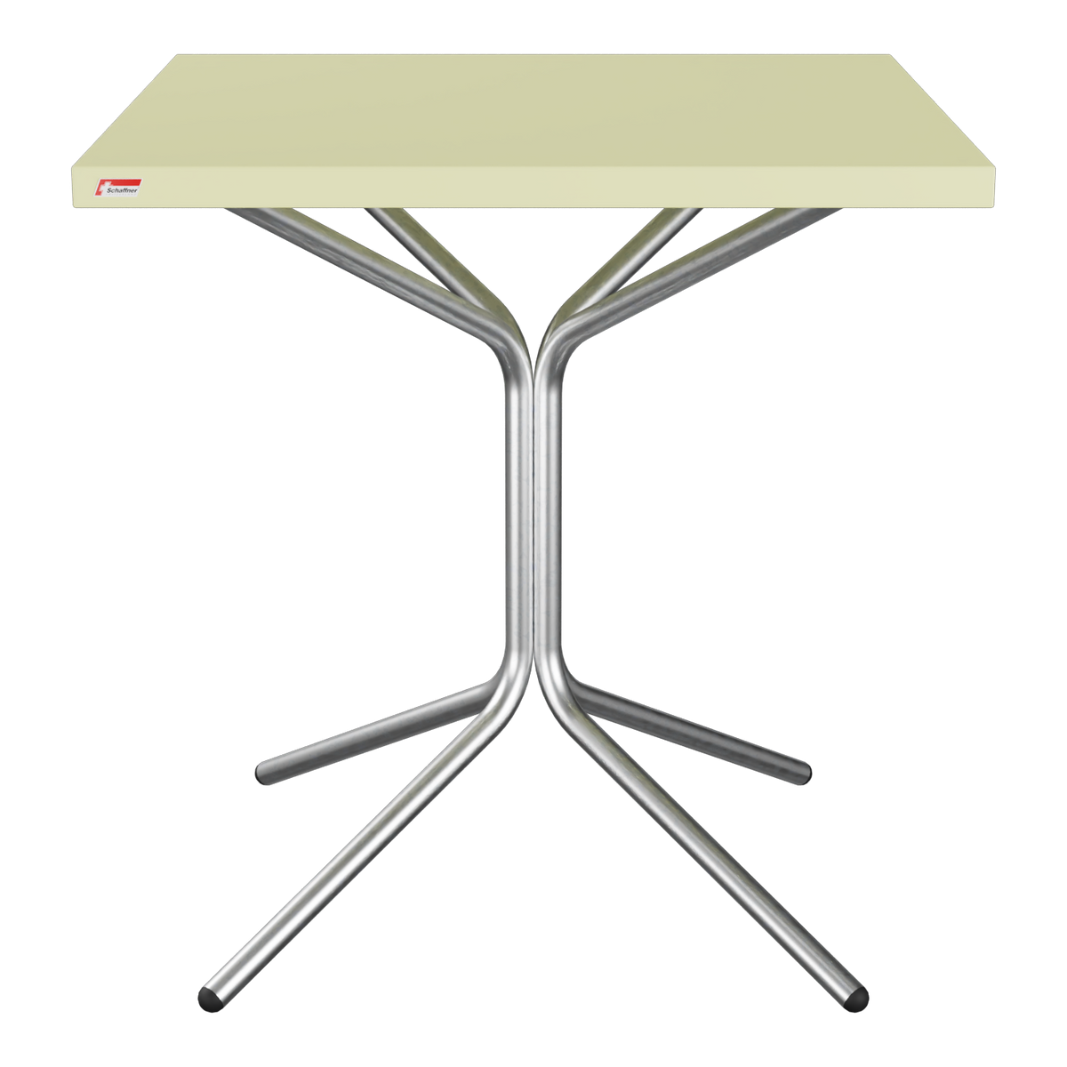 Klappbarer Bistrotisch mit Metallgestell und beiger Tischplatte, modernes Design für Balkon und Terrasse