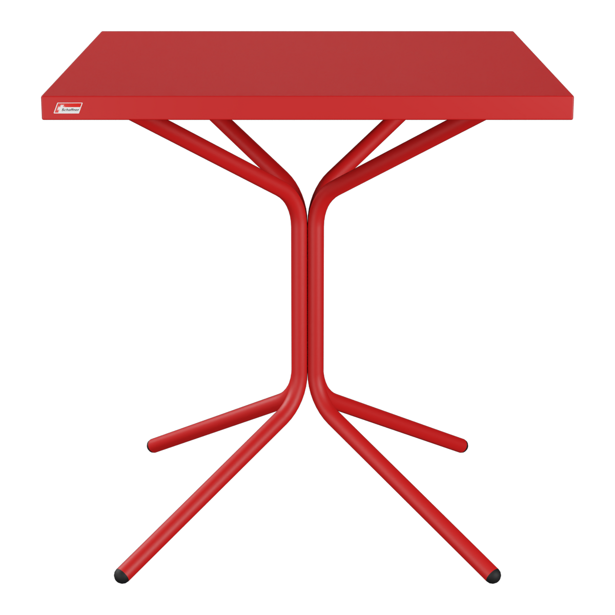 Roter Campingtisch mit Klappfunktion und Spinnenbeinen, kompakt und tragbar für Outdoor