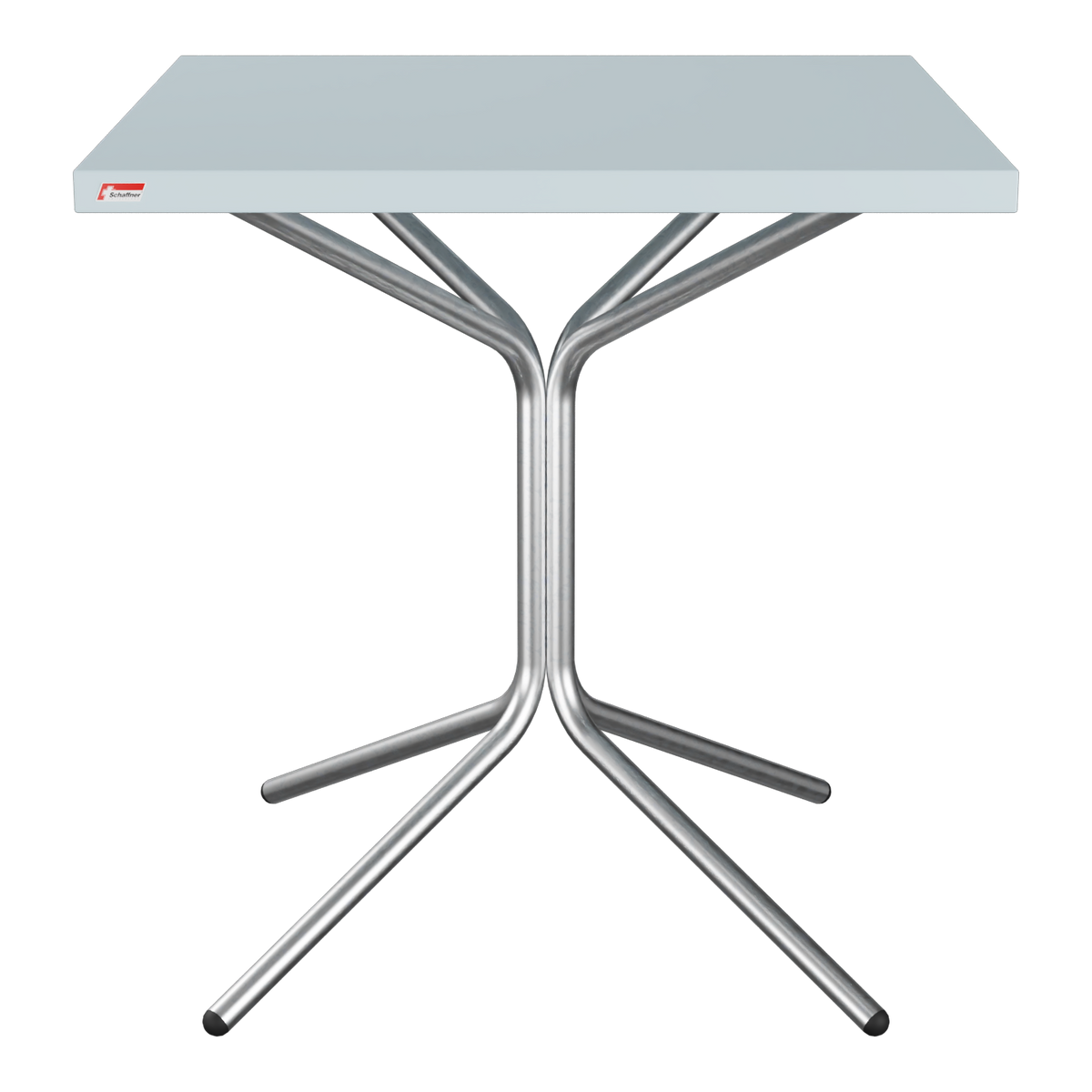 Klappbarer Bistrotisch mit grauer Tischplatte und stabilem Metallgestell in modernem Design.