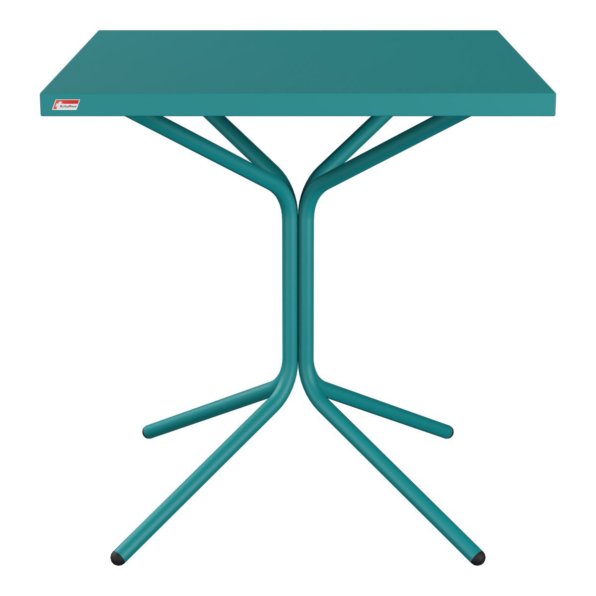 Tragbarer Campingtisch mit klappbarem Design und stabilem Dreibein-Gestell in Türkis
