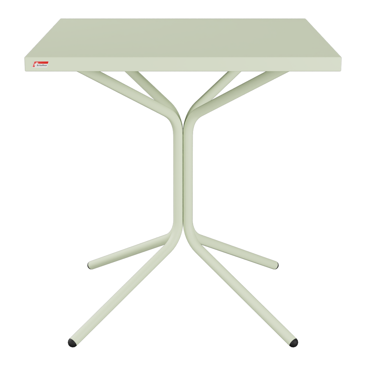 Klappbarer Gartentisch mit Metallgestell, grüne Tischplatte, stabiles Design für Balkon und Terrasse.
