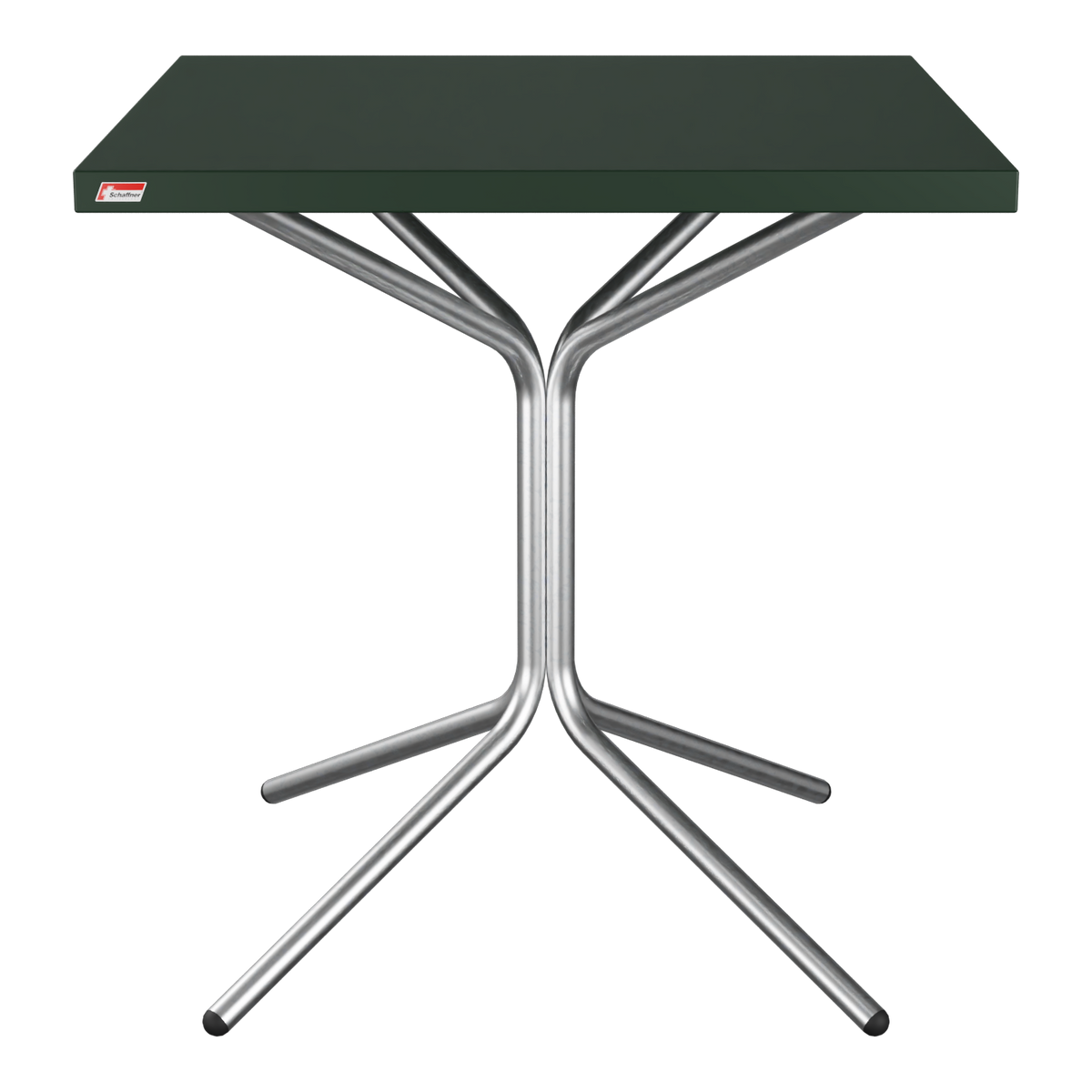 Kompakter Klapptisch mit grüner Tischplatte und silbernem Metallgestell, ideal für Camping und Balkon.