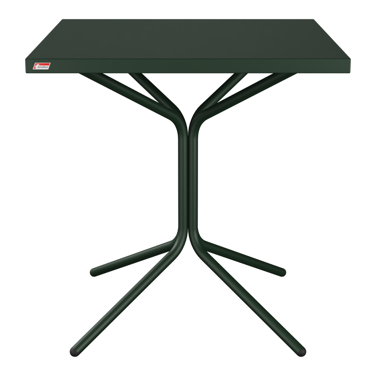 Kompakter Klapptisch in Dunkelgrün mit Spinnenbeingestell aus stabilem Metall, ideal für Balkon und Garten.