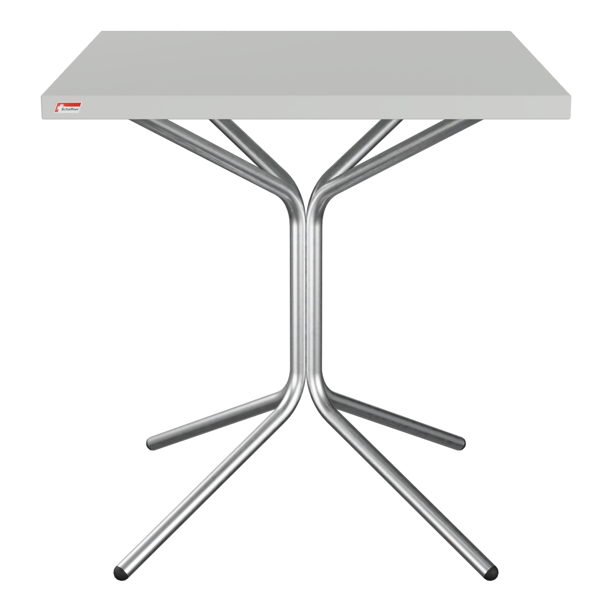 Klappbarer Bistrotisch mit grauer Tischplatte und Metallgestell, modernes Design für Balkon und Terrasse.