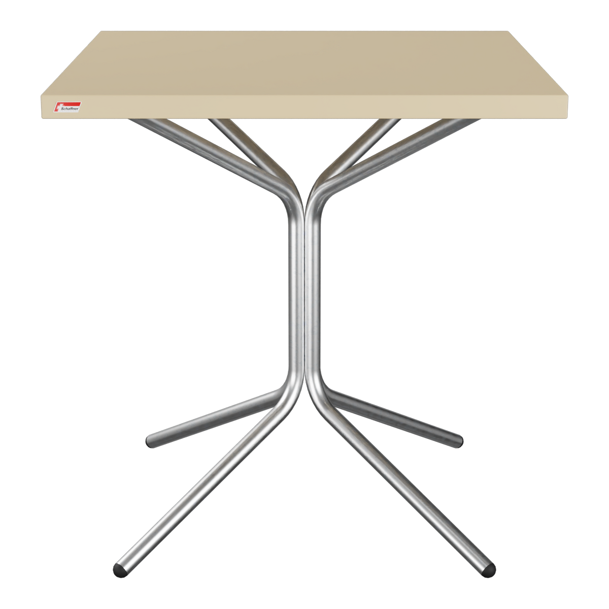 Klapptisch mit beigem Tablett und Metallfuß - praktischer Bistrotisch für Balkon und Garten