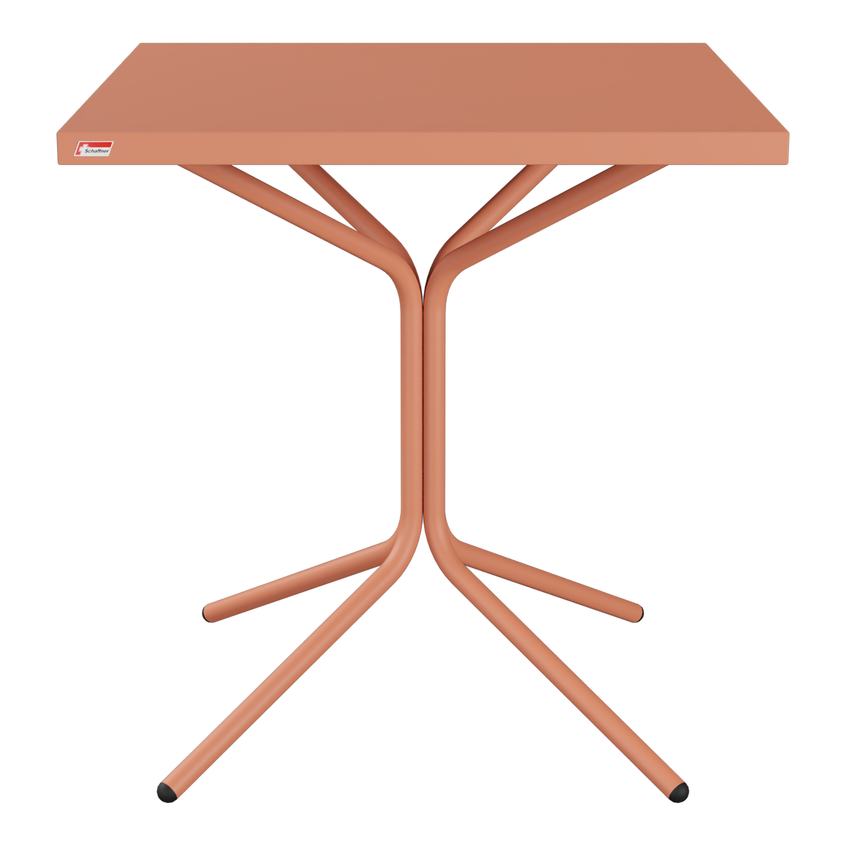 Klappbarer Campingtisch mit Metallgestell in Terrakotta, platzsparend und tragbar