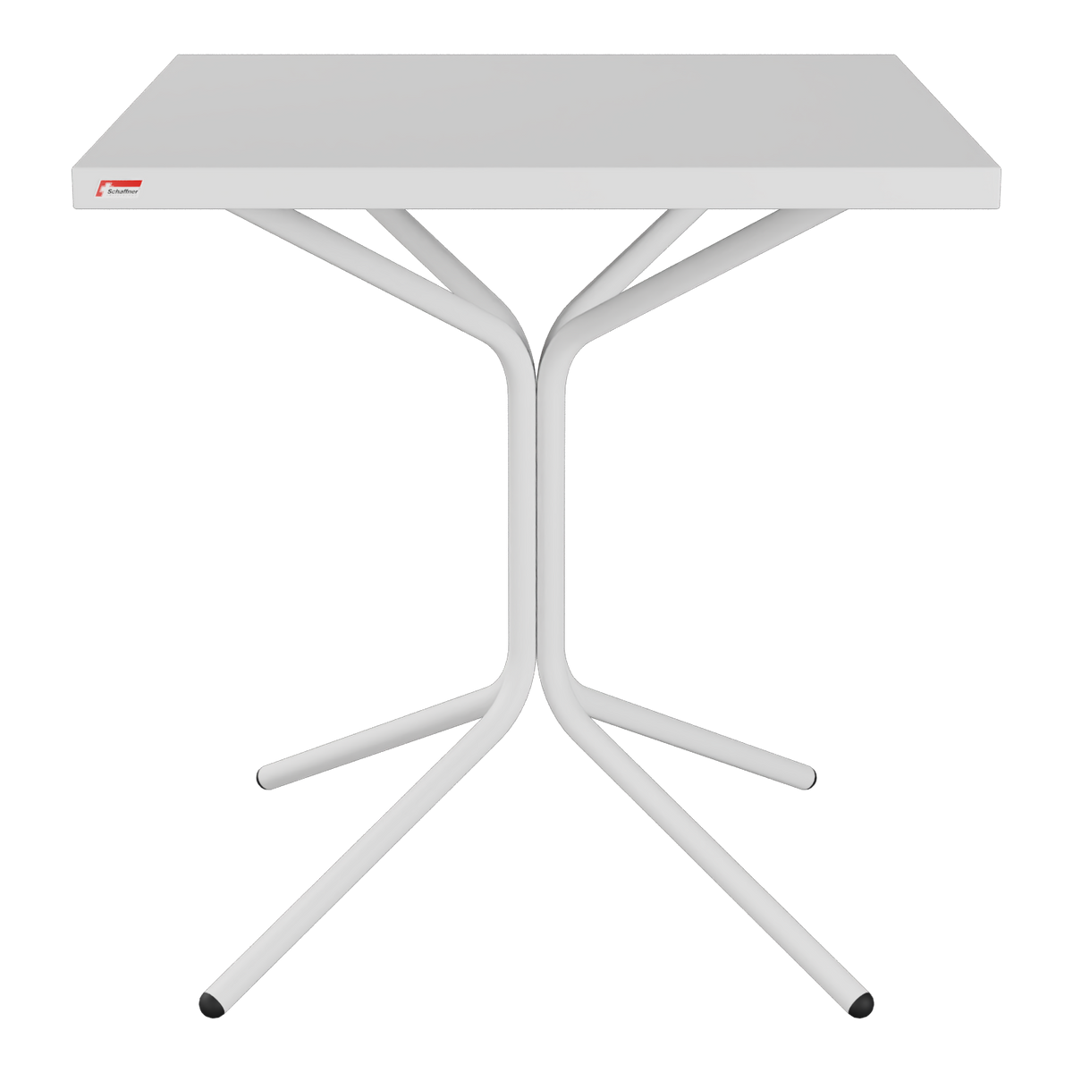 Klappbarer Bistrotisch mit grauer Tischplatte und Metallgestell, modernes Design für Balkon und Garten.