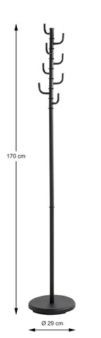 HAKU Möbel Garderobenständer aus Metall 29 x 170 cm in Schwarz