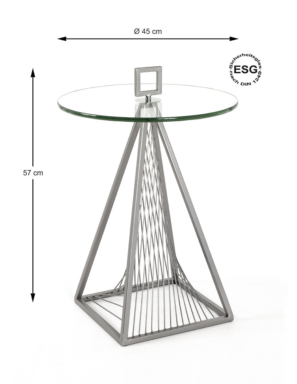 HAKU Möbel Beistelltisch aus Metall mit Glas in Grau
