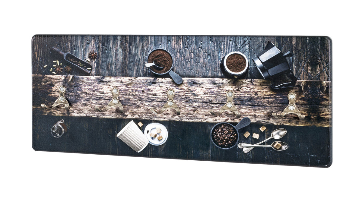 HAKU Möbel Wandgarderobe aus MDF Motiv Kaffeetasse in Braun