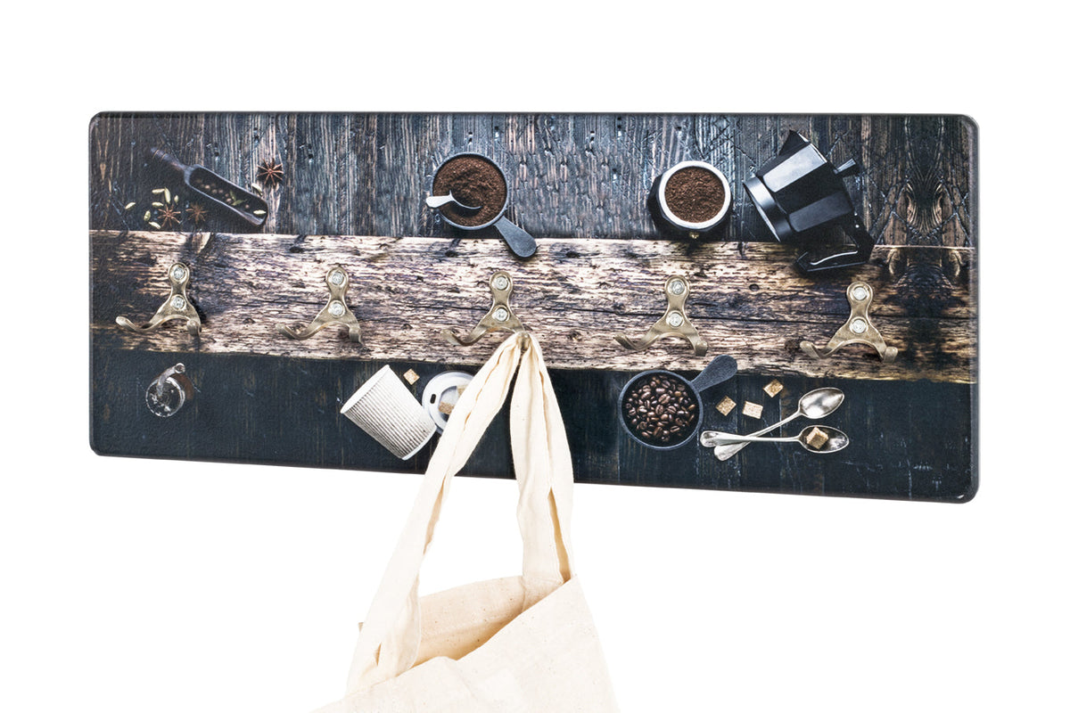 HAKU Möbel Wandgarderobe aus MDF Motiv Kaffeetasse in Braun