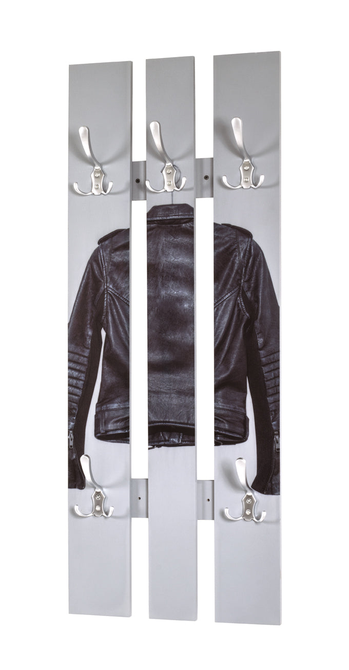 HAKU Möbel Wandgarderobe aus MDF Motiv Mode in Grau B 40-65 cm H 100 cm, 40 x 9 cm, H 100 cm