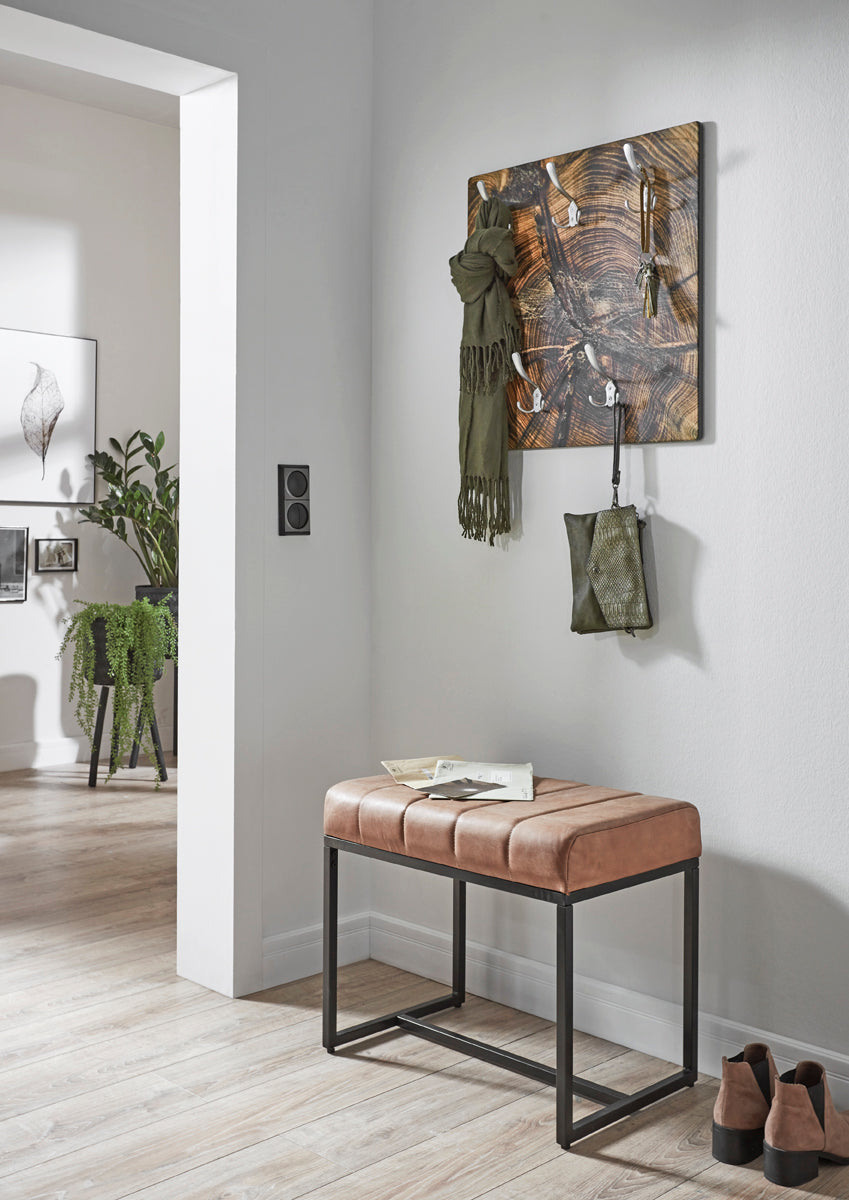 HAKU Möbel Wandgarderobe aus MDF Motiv Baumscheibe in Braun