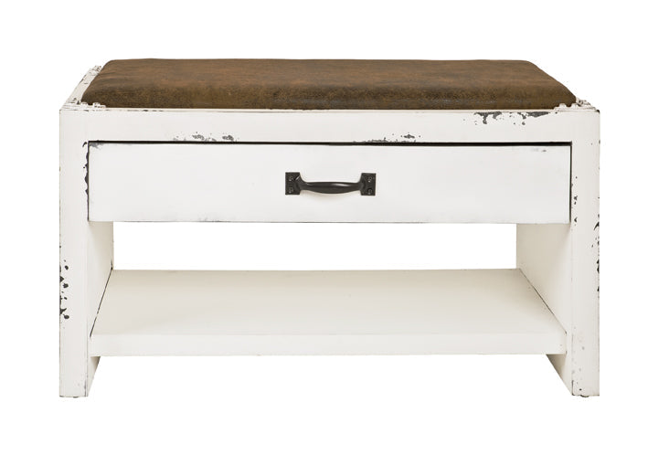 HAKU Möbel Schuhbank aus MDF gepolstert in Weiss 72 x 40 x 43 cm